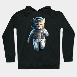 cute cat in the space with astronaut costume Hoodie